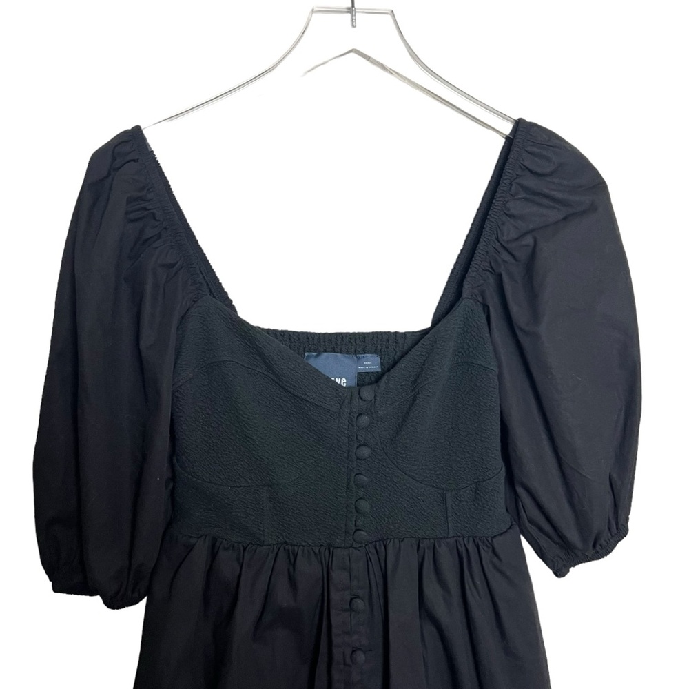 ANTHROPOLOGIE | Maeve Sweetheart Mini Dress Black Puff Sleeve - Picture 3 of 6